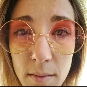 Circular Gold Yellow to Rose Gradient Sunglasses NEW